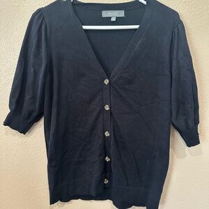 Marled Black Button Down Top